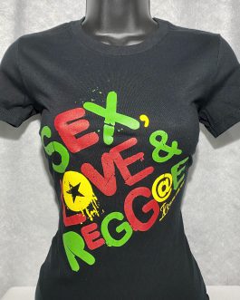 Ladies black Sex Love & Reggae, Baby Tees